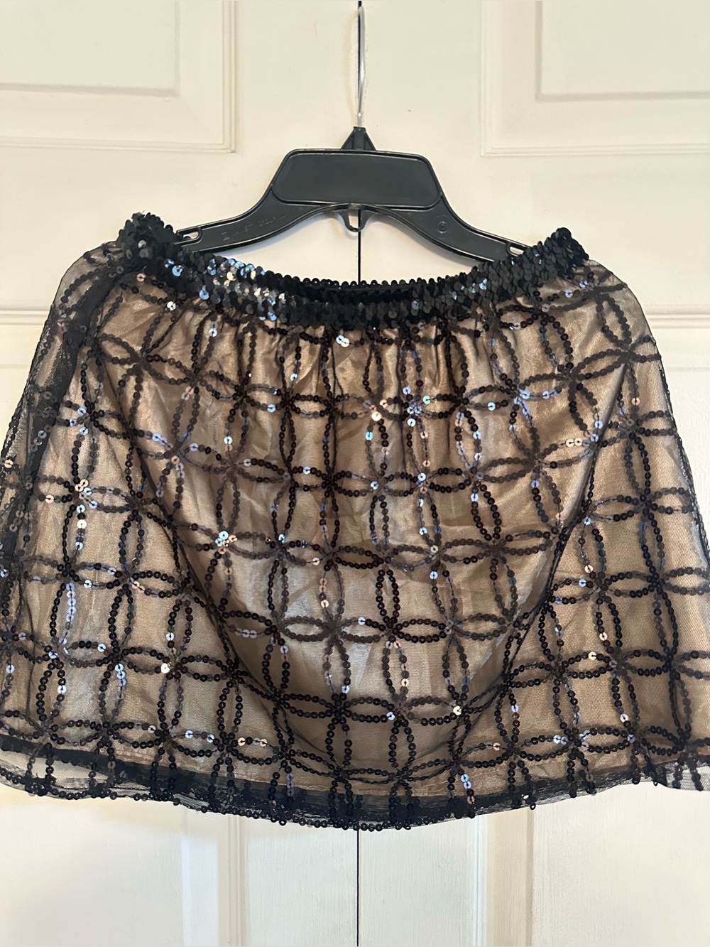 Girls' Black Sequined Mesh Circle Skirt